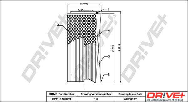 Dr!ve+ DP1110.10.0274 - Повітряний фільтр autocars.com.ua