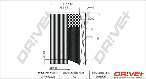 Dr!ve+ DP1110.10.0278 - Повітряний фільтр autocars.com.ua