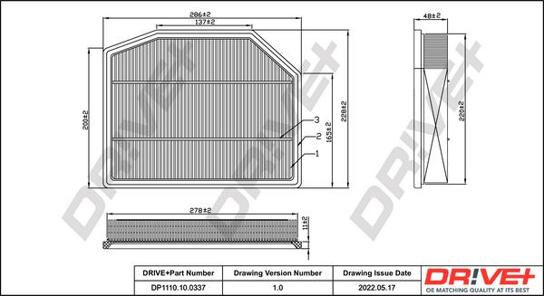 Dr!ve+ DP1110.10.0337 - Повітряний фільтр autocars.com.ua