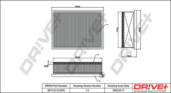 Dr!ve+ DP1110.10.0378 - Повітряний фільтр autocars.com.ua