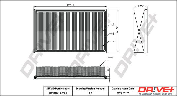 Dr!ve+ DP1110.10.0381 - Повітряний фільтр autocars.com.ua