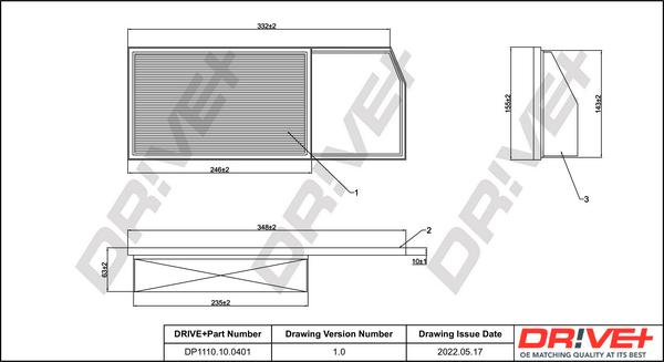 Dr!ve+ DP1110.10.0401 - Повітряний фільтр autocars.com.ua