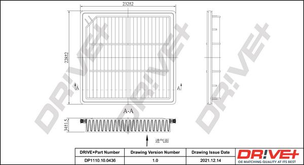 Dr!ve+ DP1110.10.0436 - Повітряний фільтр autocars.com.ua