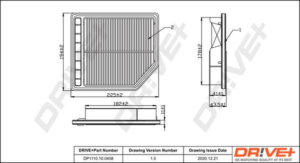 Dr!ve+ DP1110.10.0458 - Повітряний фільтр autocars.com.ua