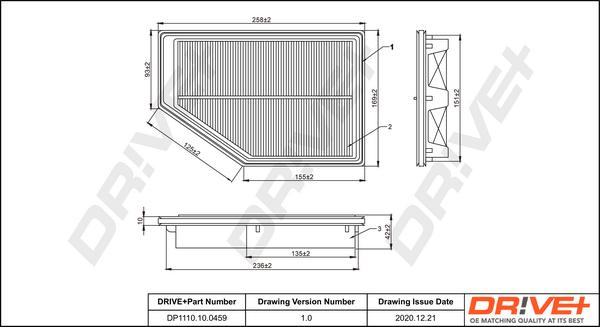 Dr!ve+ DP1110.10.0459 - Повітряний фільтр autocars.com.ua