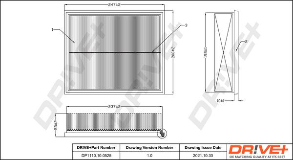 Dr!ve+ DP1110.10.0525 - Повітряний фільтр autocars.com.ua