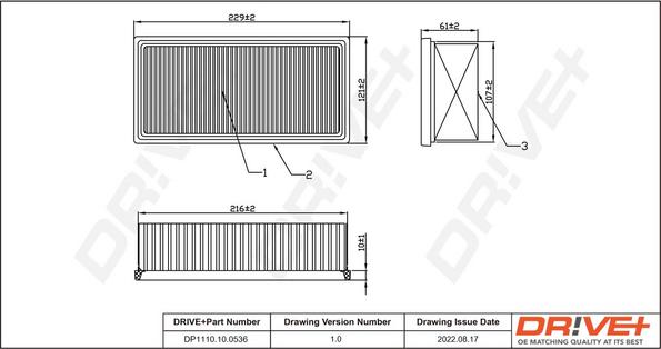 Dr!ve+ DP1110.10.0536 - Повітряний фільтр autocars.com.ua