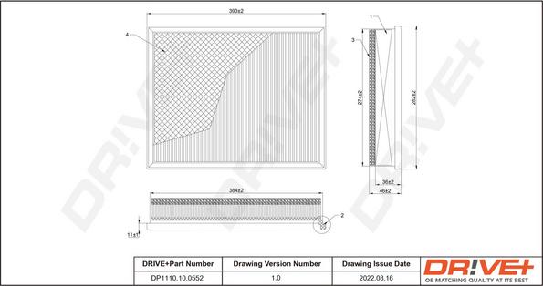 Dr!ve+ DP1110.10.0552 - Повітряний фільтр autocars.com.ua