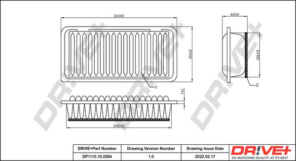 Dr!ve+ DP1110.10.0564 - Повітряний фільтр autocars.com.ua