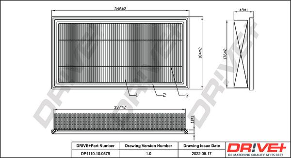 Dr!ve+ DP1110.10.0579 - Повітряний фільтр autocars.com.ua