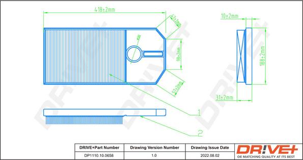 Dr!ve+ DP1110.10.0658 - Повітряний фільтр autocars.com.ua