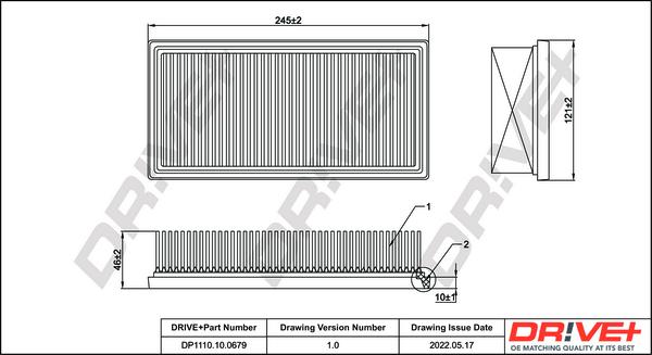 Dr!ve+ DP1110.10.0679 - Повітряний фільтр autocars.com.ua