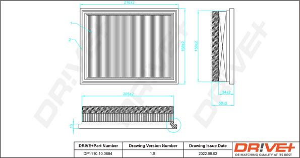 Dr!ve+ DP1110.10.0684 - Повітряний фільтр autocars.com.ua