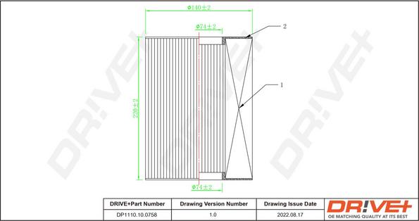 Dr!ve+ DP1110.10.0758 - Повітряний фільтр autocars.com.ua