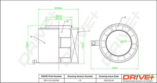 Dr!ve+ DP1110.10.0794 - Повітряний фільтр autocars.com.ua