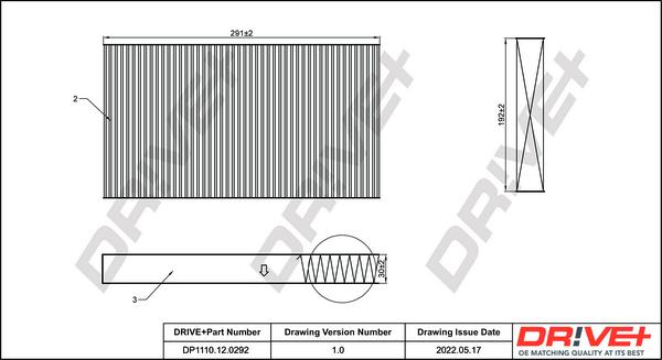 Dr!ve+ DP1110.12.0292 - Фільтр, повітря у внутрішній простір autocars.com.ua