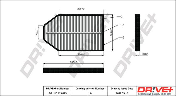 Dr!ve+ DP1110.12.0325 - Фільтр, повітря у внутрішній простір autocars.com.ua