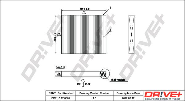 Dr!ve+ DP1110.12.0361 - Фільтр, повітря у внутрішній простір autocars.com.ua