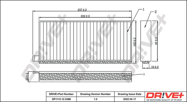 Dr!ve+ DP1110.12.0368 - Фільтр, повітря у внутрішній простір autocars.com.ua