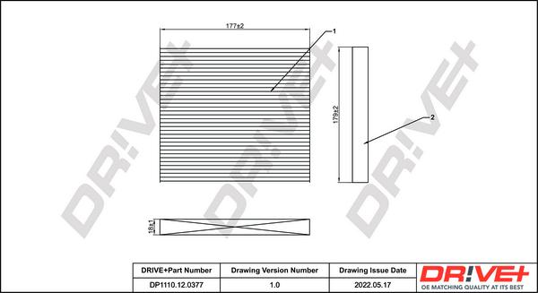 Dr!ve+ DP1110.12.0377 - Фільтр, повітря у внутрішній простір autocars.com.ua