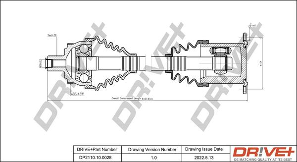 Dr!ve+ DP2110.10.0028 - Приводний вал autocars.com.ua