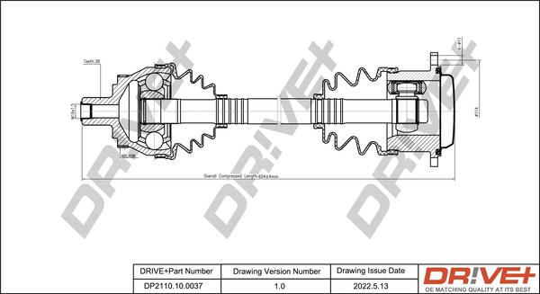 Dr!ve+ DP2110.10.0037 - Приводний вал autocars.com.ua