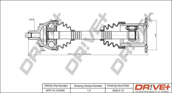 Dr!ve+ DP2110.10.0043 - Приводний вал autocars.com.ua