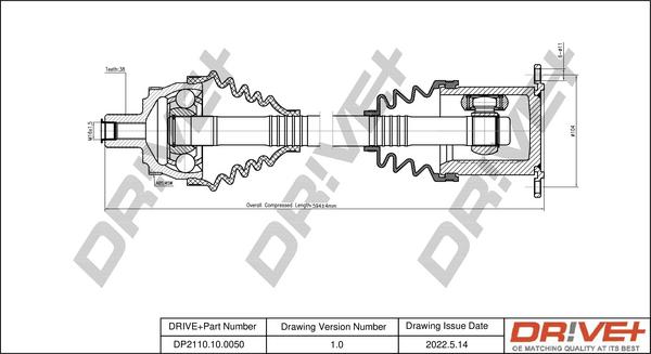 Dr!ve+ DP2110.10.0050 - Приводний вал autocars.com.ua