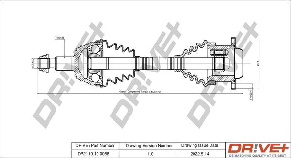 Dr!ve+ DP2110.10.0058 - Приводний вал autocars.com.ua