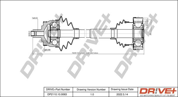 Dr!ve+ DP2110.10.0063 - Приводний вал autocars.com.ua