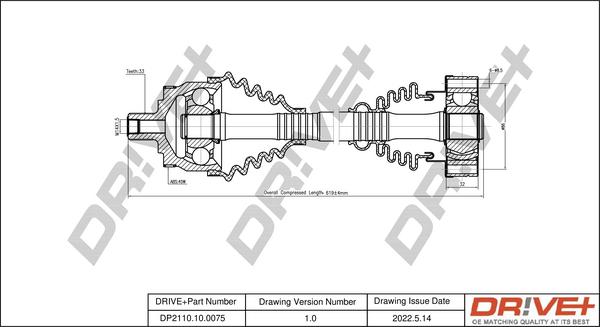 Dr!ve+ DP2110.10.0075 - Приводний вал autocars.com.ua