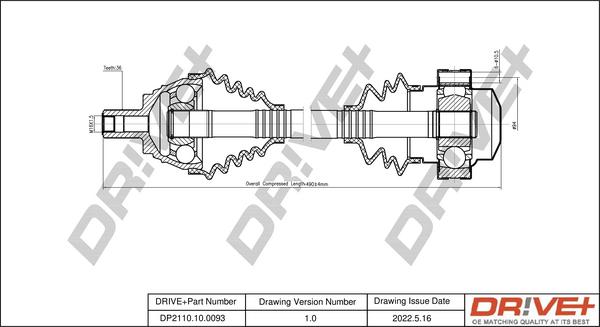 Dr!ve+ DP2110.10.0093 - Приводний вал autocars.com.ua