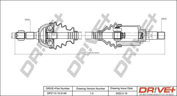 Dr!ve+ DP2110.10.0149 - Приводний вал autocars.com.ua