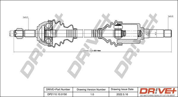 Dr!ve+ DP2110.10.0150 - Приводний вал autocars.com.ua