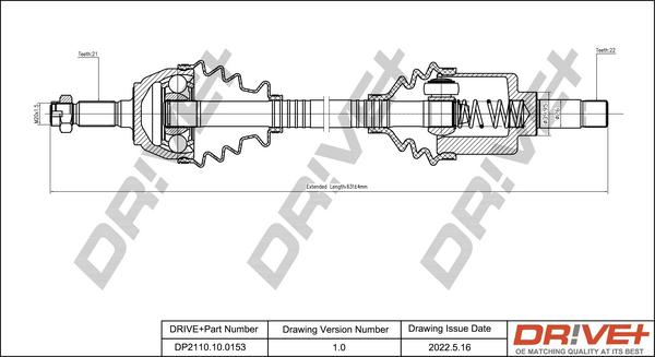 Dr!ve+ DP2110.10.0153 - Приводний вал autocars.com.ua