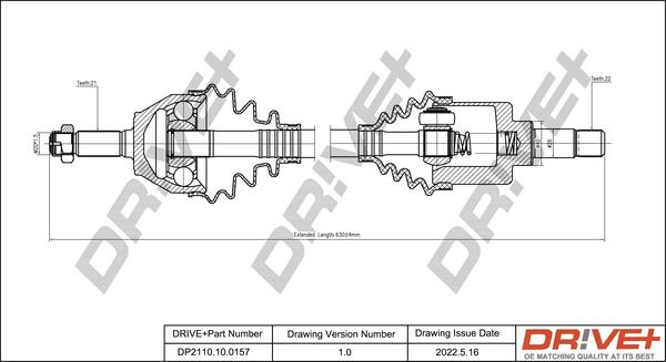 Dr!ve+ DP2110.10.0157 - Приводний вал autocars.com.ua