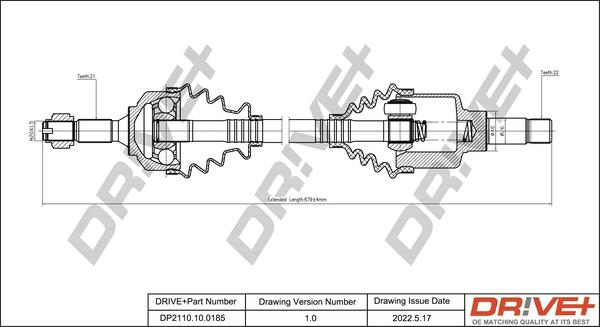 Dr!ve+ DP2110.10.0185 - Приводний вал autocars.com.ua