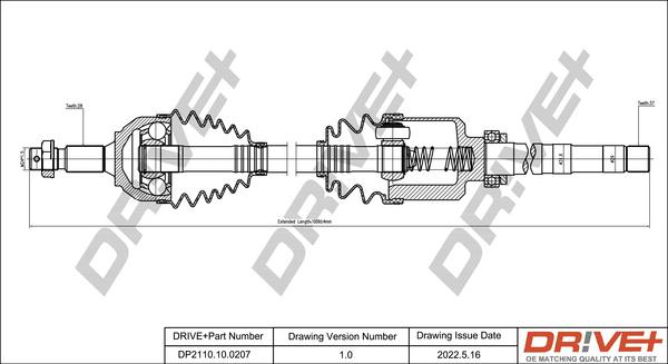 Dr!ve+ DP2110.10.0207 - Приводний вал autocars.com.ua