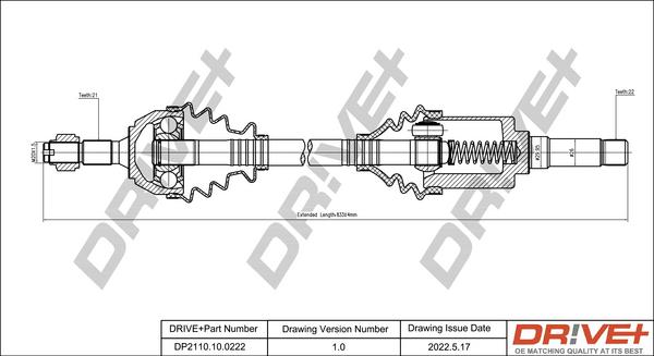 Dr!ve+ DP2110.10.0222 - Приводний вал autocars.com.ua