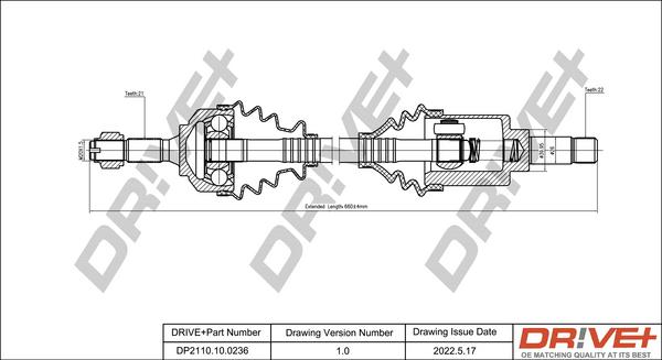 Dr!ve+ DP2110.10.0236 - Приводний вал autocars.com.ua