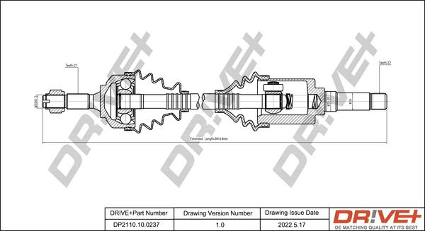 Dr!ve+ DP2110.10.0237 - Приводний вал autocars.com.ua