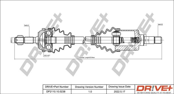 Dr!ve+ DP2110.10.0238 - Приводний вал autocars.com.ua