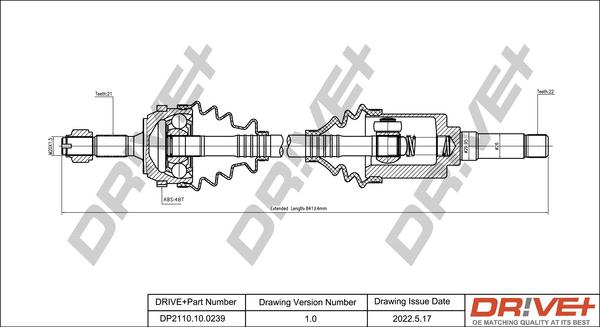 Dr!ve+ DP2110.10.0239 - Приводний вал autocars.com.ua