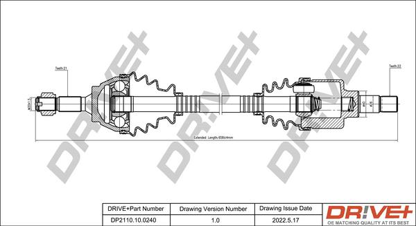 Dr!ve+ DP2110.10.0240 - Приводний вал autocars.com.ua