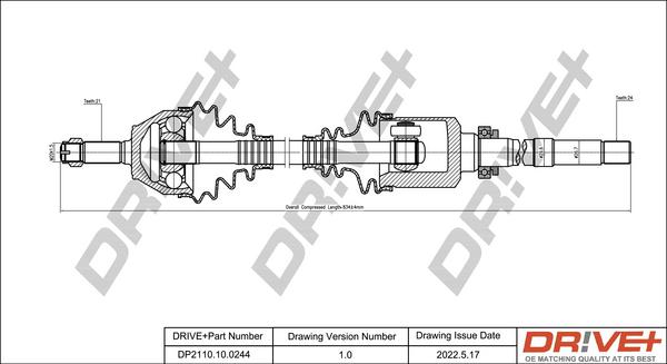 Dr!ve+ DP2110.10.0244 - Приводний вал autocars.com.ua