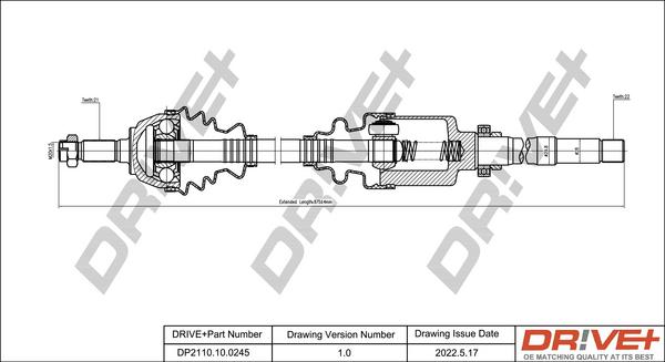 Dr!ve+ DP2110.10.0245 - Приводний вал autocars.com.ua