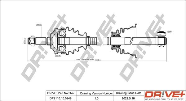 Dr!ve+ DP2110.10.0249 - Приводний вал autocars.com.ua