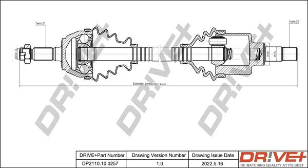 Dr!ve+ DP2110.10.0257 - Приводний вал autocars.com.ua