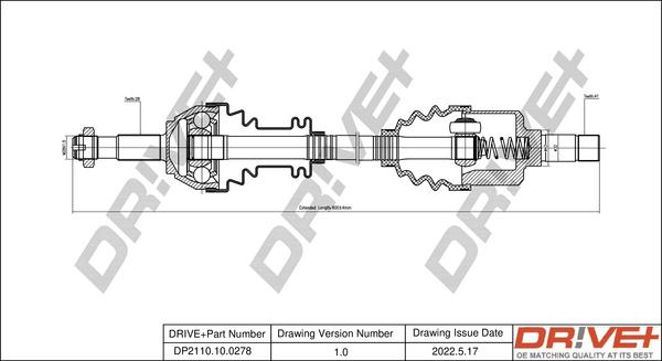 Dr!ve+ DP2110.10.0278 - Приводний вал autocars.com.ua