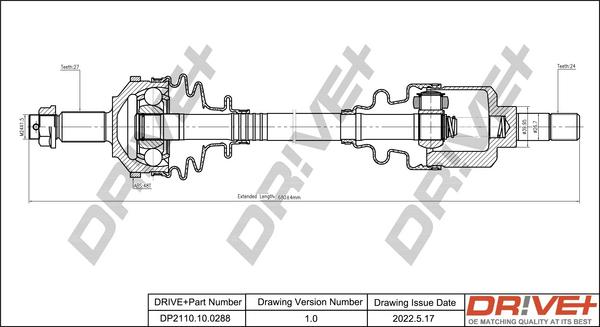 Dr!ve+ DP2110.10.0288 - Приводний вал autocars.com.ua